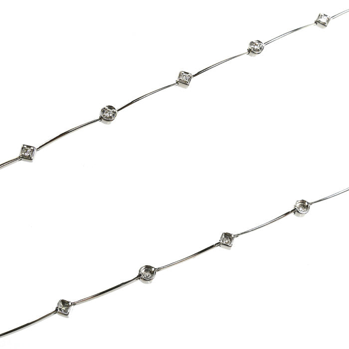 TASAKI タサキ K18WG ホワイトゴールド ブレスレット ダイヤモンド0.13ct 3.6g ステーション レディース【中古】【美品】