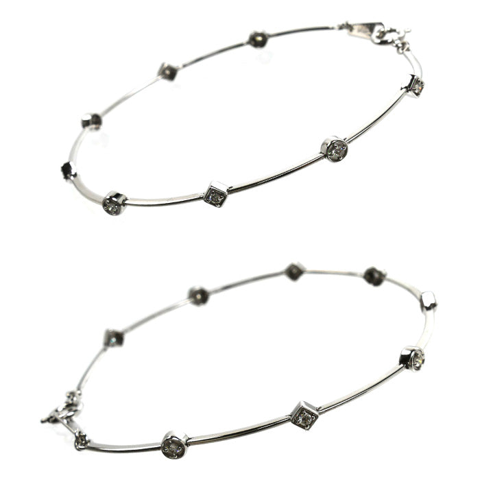 TASAKI タサキ K18WG ホワイトゴールド ブレスレット ダイヤモンド0.13ct 3.6g ステーション レディース【中古】【美品】