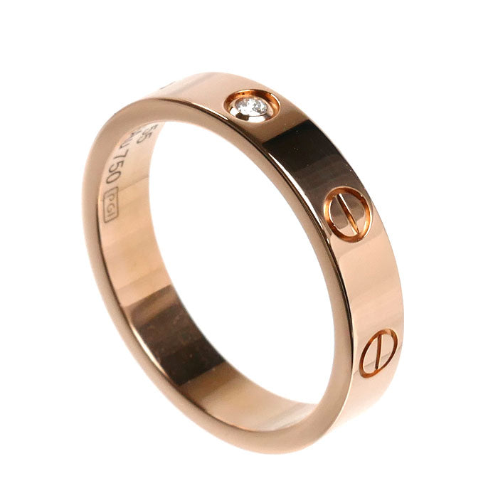 CARTIER カルティエ K18PG ピンクゴールド ミニラブ 1Pダイヤ リング・指輪 B4050755 ダイヤモンド 14.5号 55 4.9g レディース【中古】