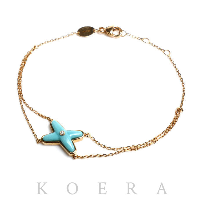 Chaumet ショーメ K18PG ピンクゴールド ジュ ドゥ リアン ブレスレット 082935 ターコイズ ダイヤモンド 2.4g 15/16/17cm レディース【中古】