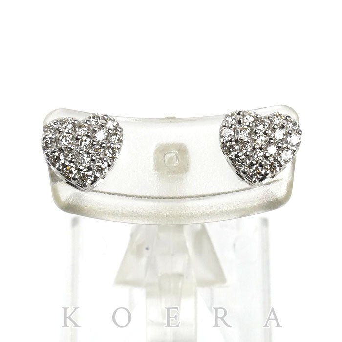 Ponte Vecchio ポンテヴェキオ K18WG ホワイトゴールド ハート ピアス ダイヤモンド0.27ct/0.27ct 2.5g レディース【中古】