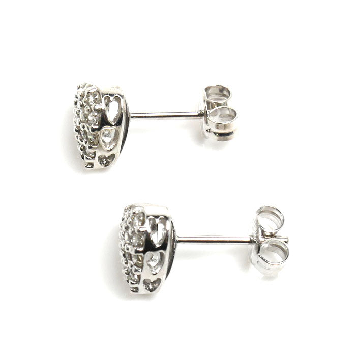 Ponte Vecchio ポンテヴェキオ K18WG ホワイトゴールド ハート ピアス ダイヤモンド0.27ct/0.27ct 2.5g レディース【中古】