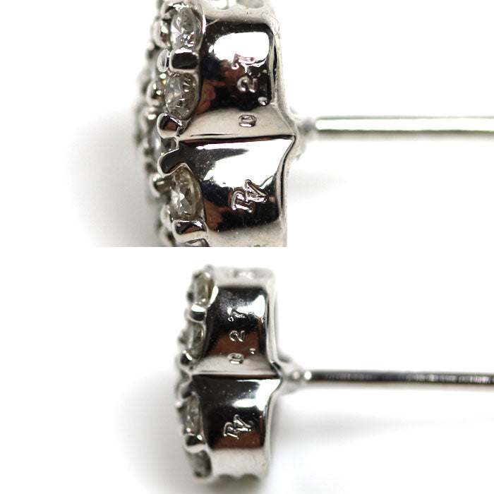 Ponte Vecchio ポンテヴェキオ K18WG ホワイトゴールド ハート ピアス ダイヤモンド0.27ct/0.27ct 2.5g レディース【中古】