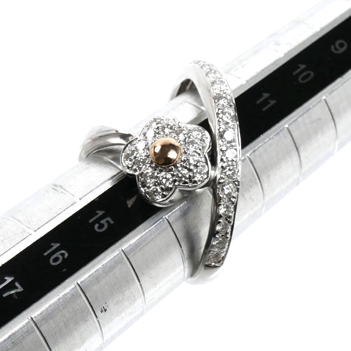 CARATI カラチ K18WG ホワイトゴールド K18YG イエローゴールド リング・指輪 ダイヤモンド0.55ct 15号 4.9g レディース【中古】【美品】
