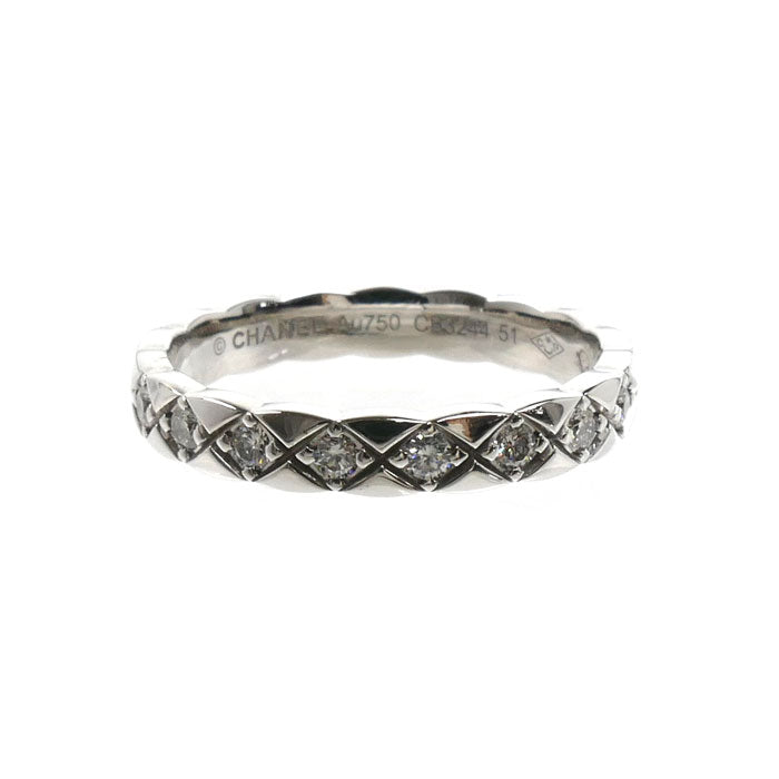 CHANEL シャネル K18WG ホワイトゴールド ココクラッシュ ミニ リング・指輪 J11871 ダイヤモンド 10.5号 51 3.2g レディース【中古】【美品】