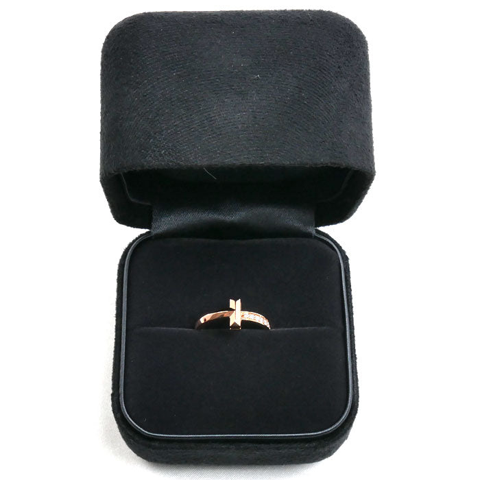 TIFFANY&Co. ティファニー K18PG ピンクゴールド Tワン リング・指輪 67795261 ダイヤモンド 8号 3.9g レディース【中古】【美品】