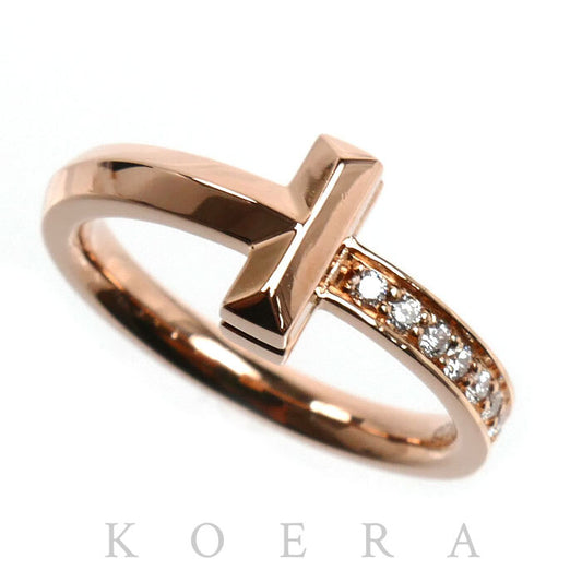 TIFFANY&Co. ティファニー K18PG ピンクゴールド Tワン リング・指輪 67795261 ダイヤモンド 8号 3.9g レディース【中古】【美品】