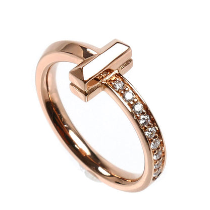 TIFFANY&Co. ティファニー K18PG ピンクゴールド Tワン リング・指輪 67795261 ダイヤモンド 8号 3.9g レディース【中古】【美品】