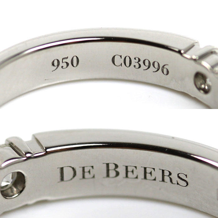 De Beers デビアス Pt950プラチナ ハーフエタニティ リング・指輪 ダイヤモンド 8.5号 4.7g レディース【中古】【美品】