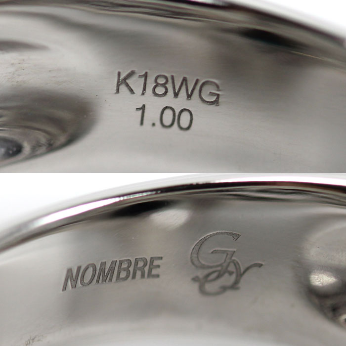 ゆきざき K18WG ホワイトゴールド NOMBRE No.8 リング・指輪 Y.NOMBRE.1.9.8.L ダイヤモンド1.00ct 19号 13.4g メンズ【中古】【美品】