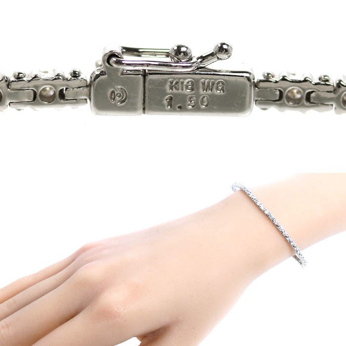 TASAKI タサキ K18WG ホワイトゴールド テニス ブレスレット ダイヤモンド1.50ct 8.3g 18cm レディース【中古】