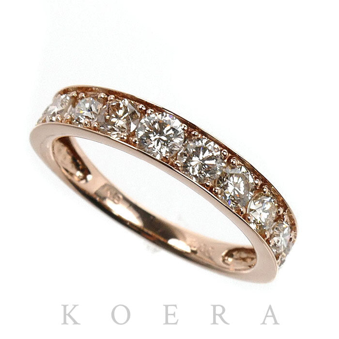 K18PG ピンクゴールド ハーフエタニティ リング・指輪 ダイヤモンド1.00ct 11号 2.0g レディース【中古】