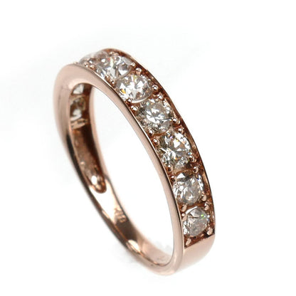 K18PG ピンクゴールド ハーフエタニティ リング・指輪 ダイヤモンド1.00ct 11号 2.0g レディース【中古】