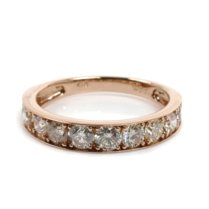 K18PG ピンクゴールド ハーフエタニティ リング・指輪 ダイヤモンド1.00ct 11号 2.0g レディース【中古】