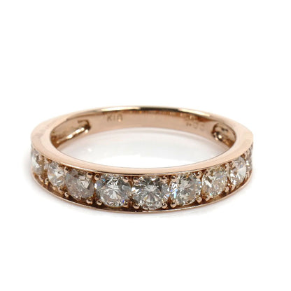K18PG ピンクゴールド ハーフエタニティ リング・指輪 ダイヤモンド1.00ct 11号 2.0g レディース【中古】