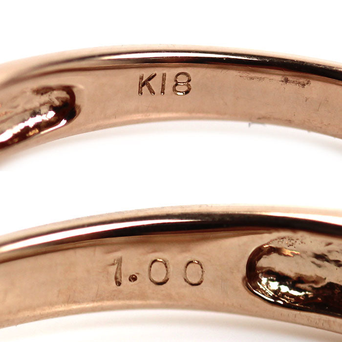 K18PG ピンクゴールド ハーフエタニティ リング・指輪 ダイヤモンド1.00ct 11号 2.0g レディース【中古】