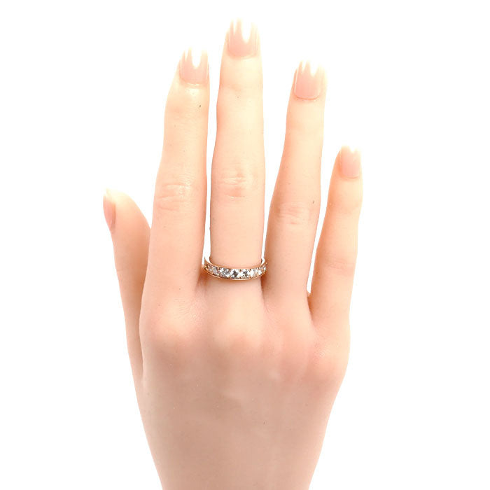 K18PG ピンクゴールド ハーフエタニティ リング・指輪 ダイヤモンド1.00ct 11号 2.0g レディース【中古】