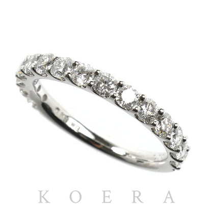 K18WG ホワイトゴールド ハーフエタニティ リング・指輪 ダイヤモンド1.00ct 13号 2.8g レディース【中古】【美品】
