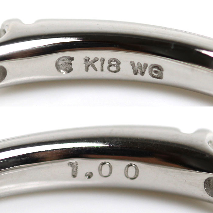 K18WG ホワイトゴールド ハーフエタニティ リング・指輪 ダイヤモンド1.00ct 13号 2.8g レディース【中古】【美品】