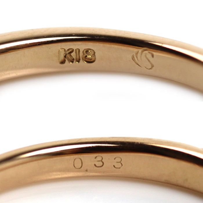 K18PG ピンクゴールド リング・指輪 ダイヤモンド0.33ct 9号 1.9g レディース【中古】