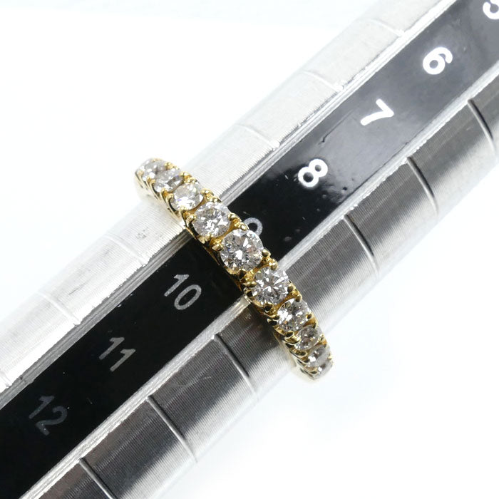 K18YG イエローゴールド ハーフエタニティ リング・指輪 ダイヤモンド0.50ct 9号 2.4g グラデーション レディース【中古】