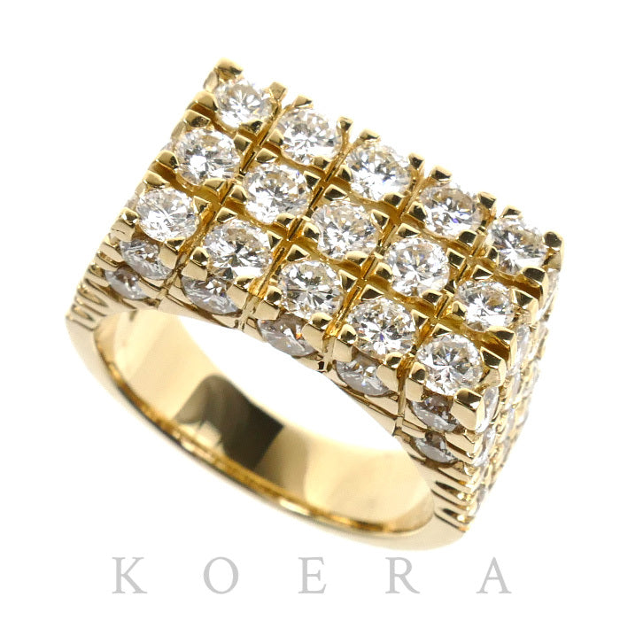 K18YG イエローゴールド リング・指輪 ダイヤモンド3.55ct 14号 12.1g ユニセックス【中古】