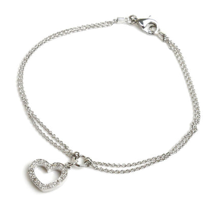 STAR JEWELRY スタージュエリー K18WG ホワイトゴールド ハート ブレスレット ダイヤモンド 3.3g 17cm レディース【中古】【美品】
