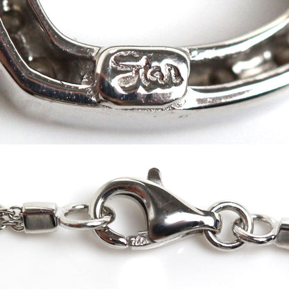 STAR JEWELRY スタージュエリー K18WG ホワイトゴールド ハート ブレスレット ダイヤモンド 3.3g 17cm レディース【中古】【美品】