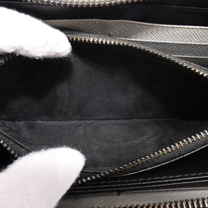 PRADA プラダ サフィアーノレザー 長財布 ラウンドファスナー ブラック 2ML317 ユニセックス【中古】