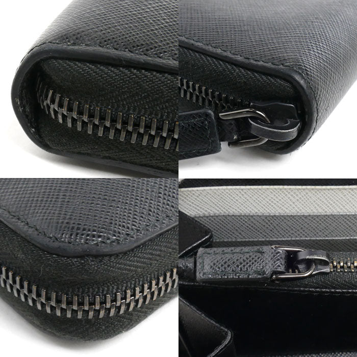 PRADA プラダ サフィアーノレザー 長財布 ラウンドファスナー ブラック 2ML317 ユニセックス【中古】