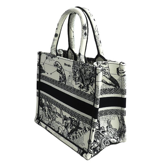 Christian Dior クリスチャンディオール ブックトート スモール トートバッグ ホワイト ブラック M1265ZRHZ M06E レディース【中古】【美品】