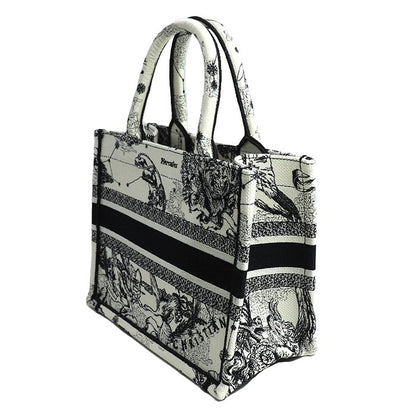 Christian Dior クリスチャンディオール ブックトート スモール トートバッグ ホワイト ブラック M1265ZRHZ M06E レディース【中古】【美品】