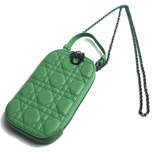 Christian Dior クリスチャンディオール レディ ディオール フォン ホルダー ポーチ ジェード グリーン S08724NEE レディース【中古】【美品】