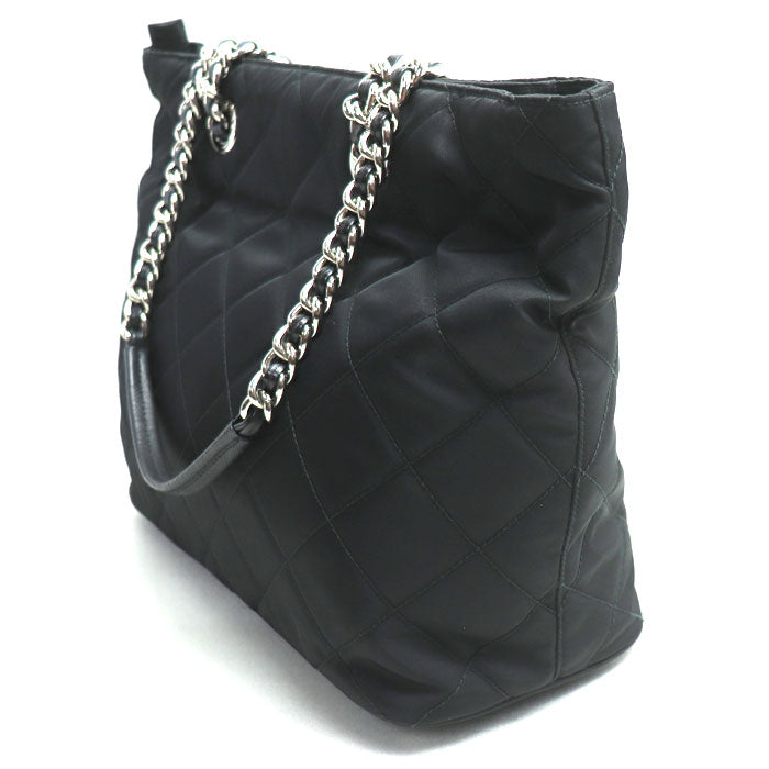 PRADA プラダ キルティング チェーントート トートバッグ ブラック 1BG017 レディース【中古】