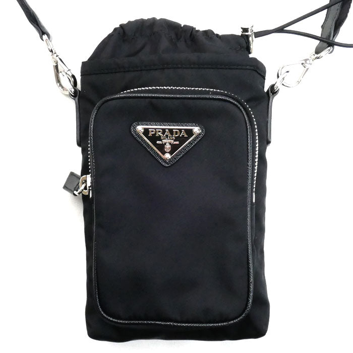 PRADA プラダ Re-Nylon スマートフォンケース ショルダーバッグ ブラック 2ZH155 2DMI F0002 ICチップ ユニセックス【中古】【美品】
