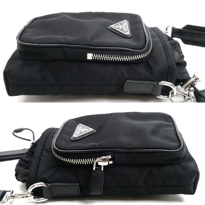 PRADA プラダ Re-Nylon スマートフォンケース ショルダーバッグ ブラック 2ZH155 2DMI F0002 ICチップ ユニセックス【中古】【美品】