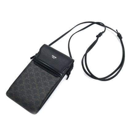 CELINE セリーヌ フラップ付きモバイルポーチ ショルダーバッグ ブラック 10G332CQD.38SI レディース【中古】【美品】