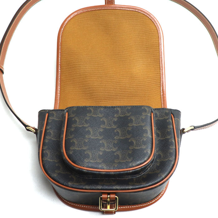 CELINE セリーヌ ミディアム フォルコ ショルダーバッグ ブラウン タン 191502BZJ.04LU レディース【中古】【美品】