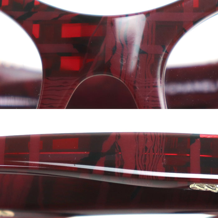 CHANEL シャネル キャッツアイ シェイプ オプティカル サングラス レッド 3460-A C.1665 52ロ17 140 レディース【中古】【美品】