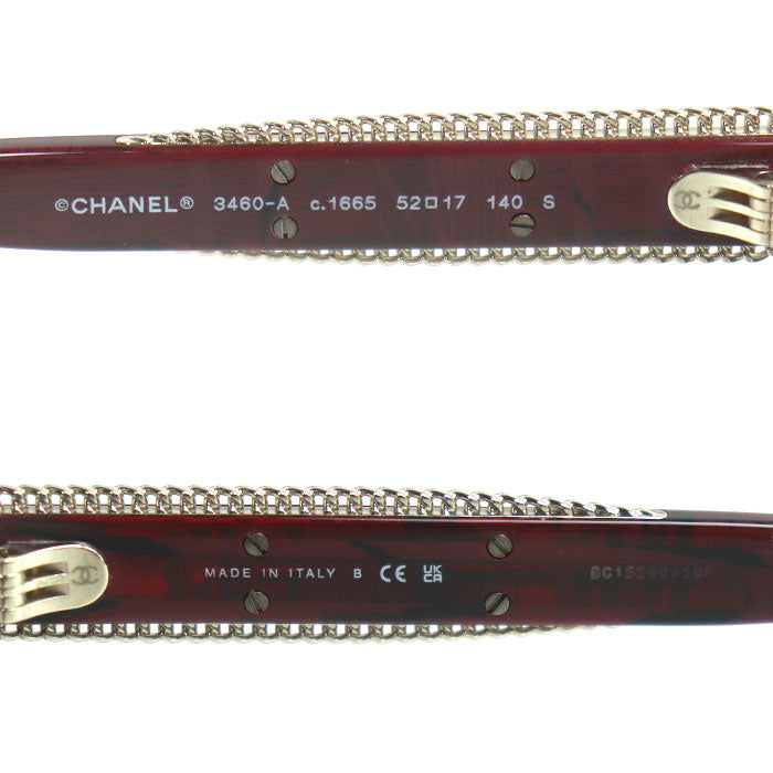CHANEL シャネル キャッツアイ シェイプ オプティカル サングラス レッド 3460-A C.1665 52ロ17 140 レディース【中古】【美品】
