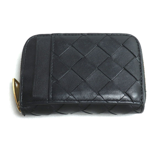 BOTTEGAVENETA ボッテガヴェネタ イントレチャート ジップアラウンド コインケース ブラック 708590 IC ユニセックス【中古】