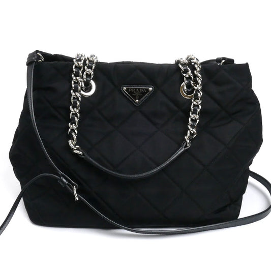 PRADA プラダ インプントゥ 2Wayショルダーバッグ ブラック 1BG740 キルティング レディース【中古】