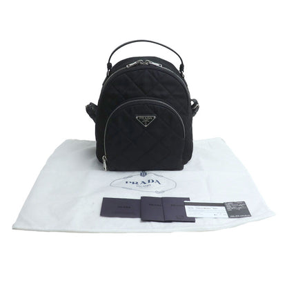 PRADA プラダ キルティング バックパック リュック・デイパック ブラック 1BZ066 2AS3 F0002 ミニリュック レディース【中古】