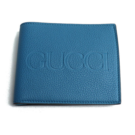 GUCCI グッチ ロゴ コインウォレット 二つ折り財布 ブルー 658681 メンズ【中古】【美品】