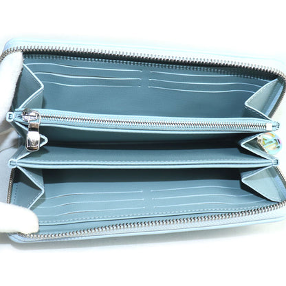 LOUIS VUITTON ルイ・ヴィトン ジッピーウォレット 長財布 ラウンドファスナー モノグラム エンボス ウォッシュド・ブルー M83682 IC レディース【中古】【極美品】