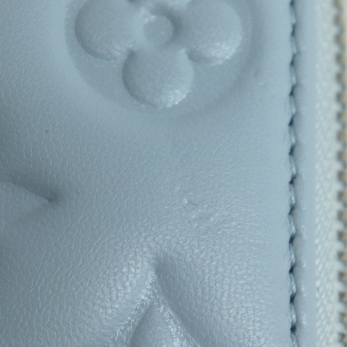 LOUIS VUITTON ルイ・ヴィトン ジッピーウォレット 長財布 ラウンドファスナー モノグラム エンボス ウォッシュド・ブルー M83682 IC レディース【中古】【極美品】