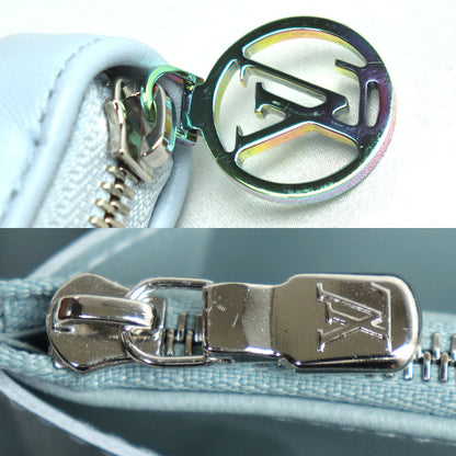 LOUIS VUITTON ルイ・ヴィトン ジッピーウォレット 長財布 ラウンドファスナー モノグラム エンボス ウォッシュド・ブルー M83682 IC レディース【中古】【極美品】