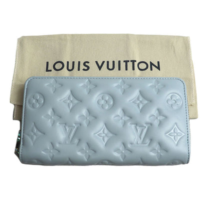 LOUIS VUITTON ルイ・ヴィトン ジッピーウォレット 長財布 ラウンドファスナー モノグラム エンボス ウォッシュド・ブルー M83682 IC レディース【中古】【極美品】