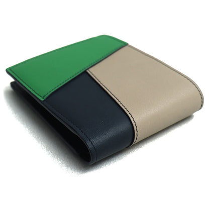 LOEWE ロエベ パズル バイフォールド コインウォレット 二つ折り財布 グリーン ベージュ ネイビー C510501X15 メンズ【中古】【美品】