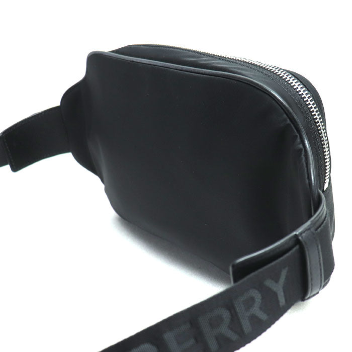 BURBERRY バーバリー ロゴプリント ECONYL バムバッグ ボディバッグ ブラック 8021089 メンズ【中古】【美品】